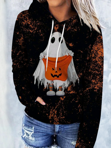 Loose Long Sleeve Hoodie Halloween Casual Regular Sweatshirt