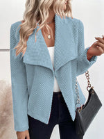 Loose Long Sleeve Plain Zipper Casual Regular Cardigan