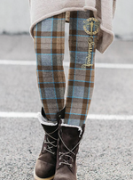 Vintage Plaid Tight Long Leggings