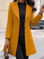 Shawl Collar Long Sleeve Plain Casual Mid-Long Coat