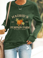 Loose Long Sleeve Crew Neck Pumpkin Pattern Casual Regular Sweatshirt