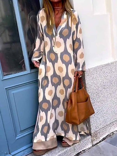 Casual Long Sleeve Hoodie Striped Maxi Dress