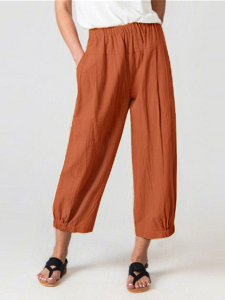 Plus Size Casual Plain Loose Long Pants