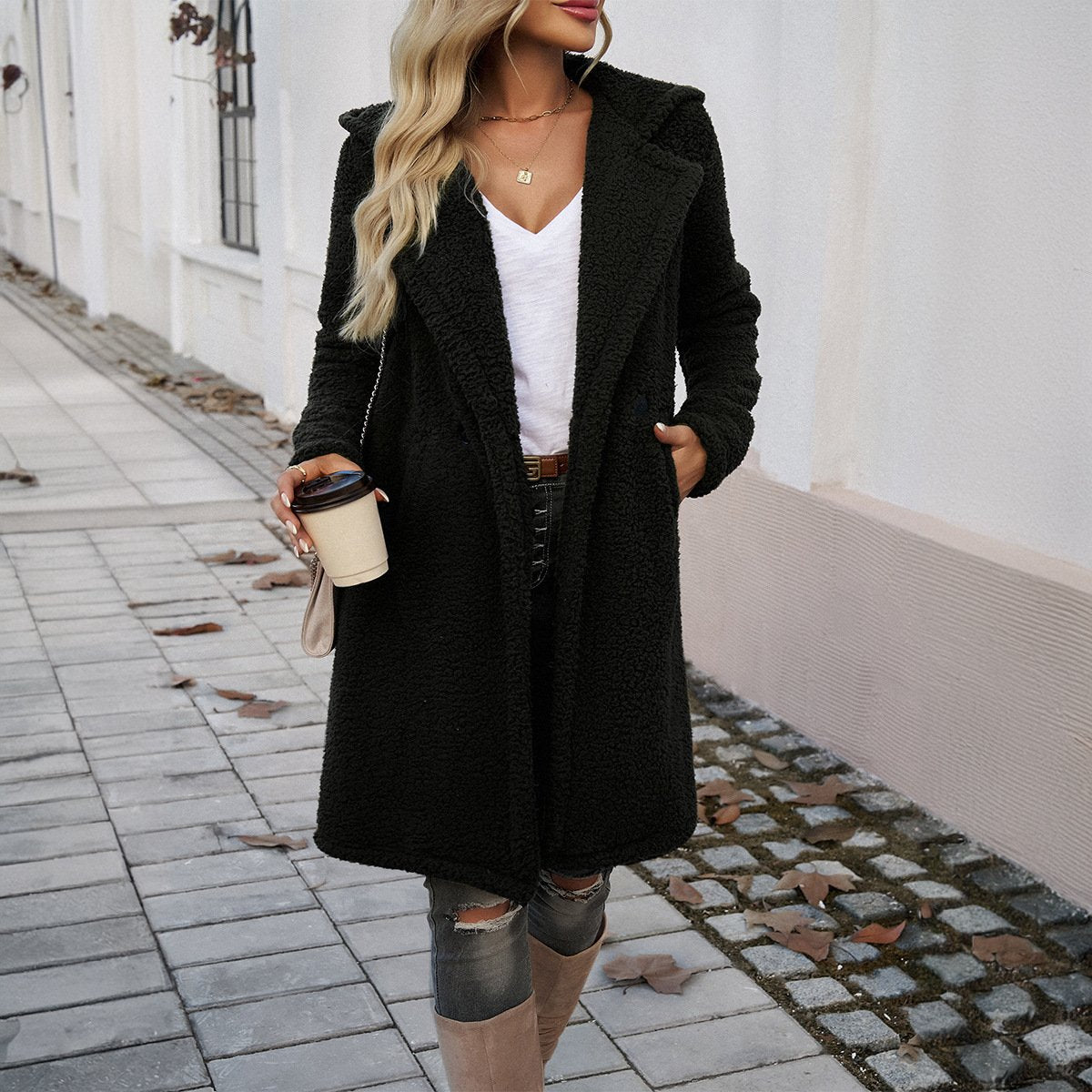 Loose Hoodie Long Sleeve Plain Casual Regular Coat