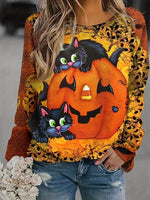 Loose Long Sleeve Crew Neck Halloween Casual Regular Sweatshirt