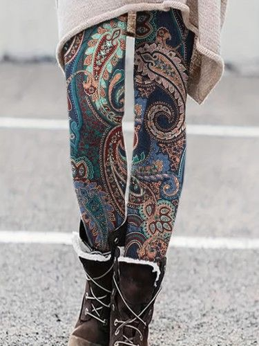 Casual Ethnic Tight Long Leggings