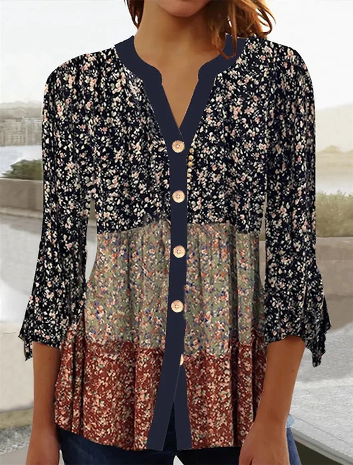 Loose Long Sleeve Floral Casual Regular Cardigan