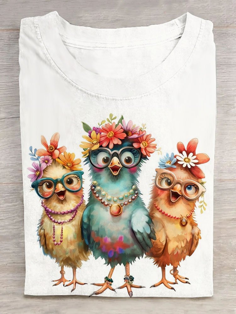 Casual Short Sleeve Crew Neck Turkey Loose Regular T-Shirt