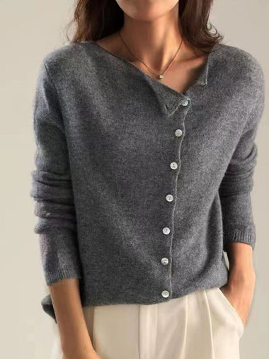 Loose Crew Neck Long Sleeve Plain Casual Regular Cardigan