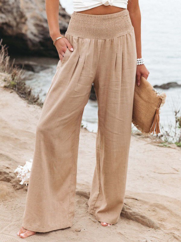 Casual Plain Scramble Loose Long Pants