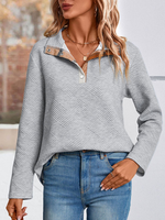 Casual Long Sleeve Plaid Zipper Loose Regular Sweatshirt