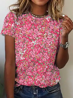 Casual Short Sleeve Crew Neck Floral Regular T-Shirt