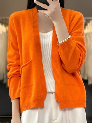 Loose Wrap Long Sleeve Plain Casual Mid-Long Cardigan