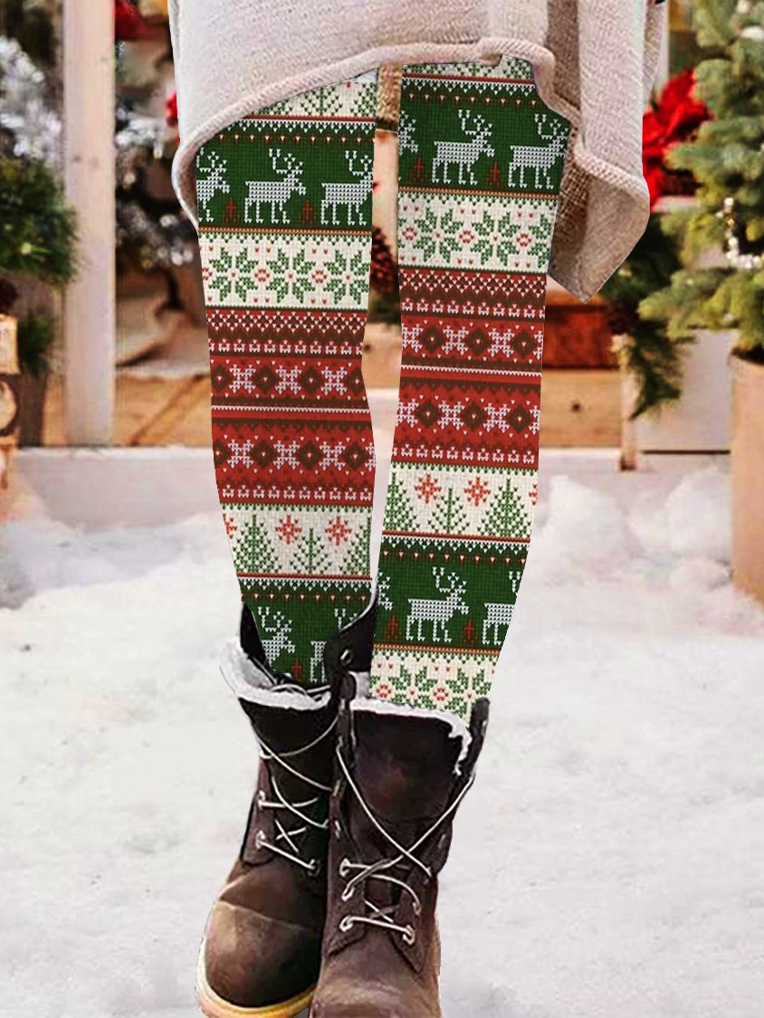 Plus Size Casual Christmas Tight Long Leggings