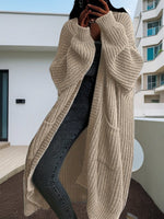 Casual Long Sleeve Hoodie Plain Loose Mid-Long Sweater