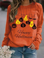 Casual Long Sleeve Crew Neck Halloween Loose Regular Sweatshirt