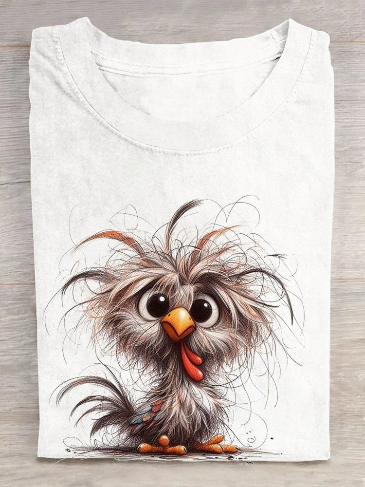 Casual Short Sleeve Crew Neck Turkey Loose Regular T-Shirt