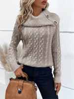 Casual Long Sleeve Turtleneck Plain Loose Regular Sweater