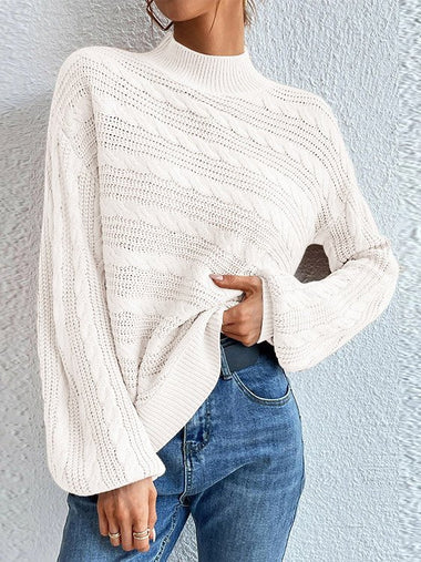 Casual Long Sleeve Crew Neck Plain Loose Mid-Long Sweater