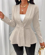 Loose Long Sleeve Plain Zipper Casual Regular Blazers