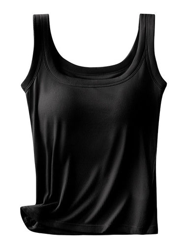 Casual Sleeveless Crew Neck Plain Loose Regular Tank Top