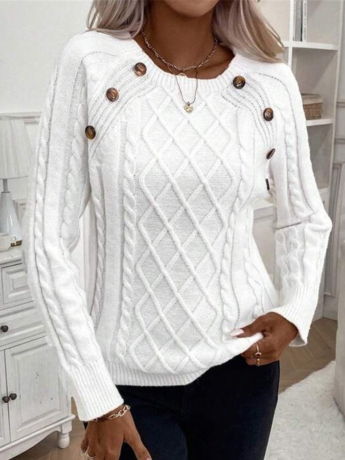 Casual Long Sleeve Crew Neck Plain Loose Regular Sweater