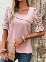 Casual Short Sleeve Plain Loose Regular Blouse