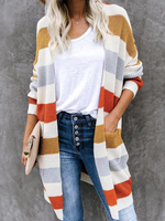 Casual Long Sleeve Striped Loose Regular Sweater