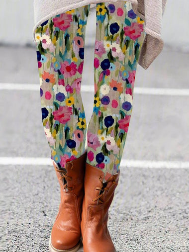 Casual Floral Tight Long Leggings