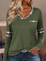 Casual Long Sleeve V Neck Plain Loose Mid-Long Blouse