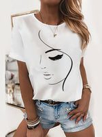 Loose Short Sleeve Crew Neck Figure Casual Regular T-Shirt