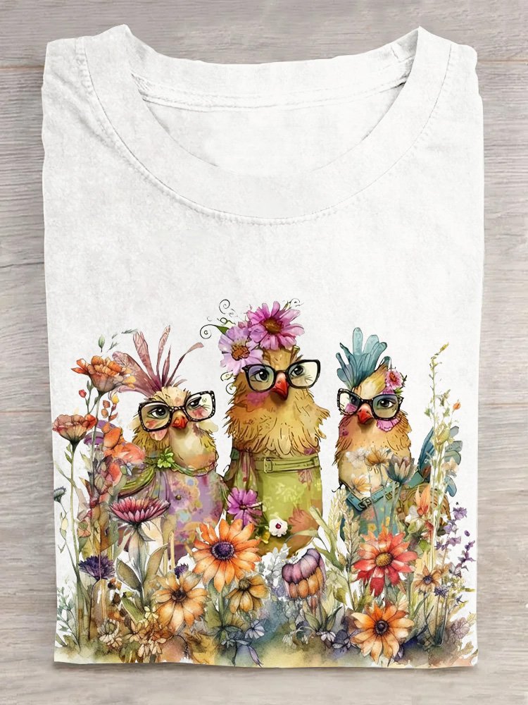 Loose Short Sleeve Crew Neck Turkey Casual Regular T-Shirt