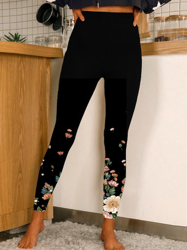 Casual Floral Tight Long Leggings