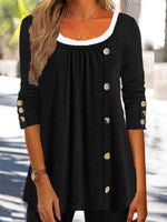 Casual Long Sleeve Crew Neck Plain Loose Mid-Long Blouse