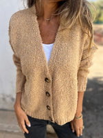 Loose Long Sleeve Plain Casual Regular Cardigan