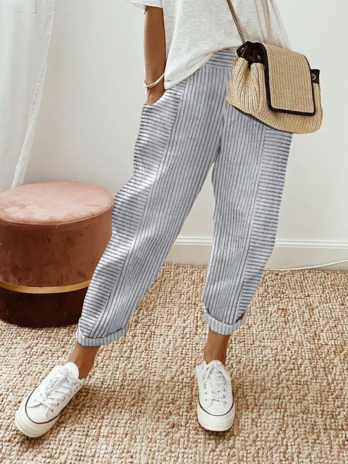 Casual Striped Loose Long Pants