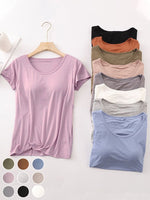 Casual Short Sleeve Crew Neck Plain Loose Regular T-Shirt