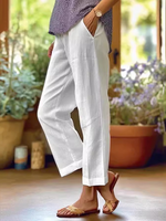 Plus Size Casual Plain Loose Long Pants