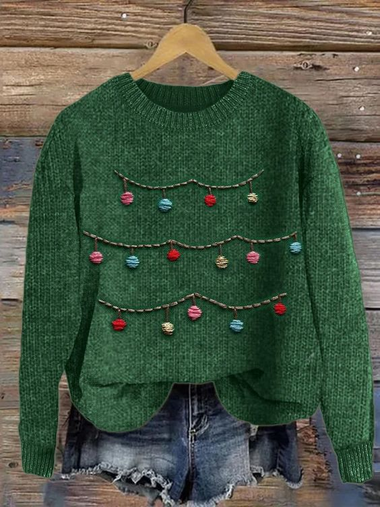 Loose Long Sleeve Crew Neck 3D Printing Christmas Simple Regular Sweater