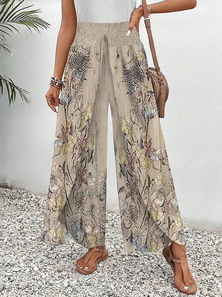 Casual Random Print Scramble Loose Long Pants