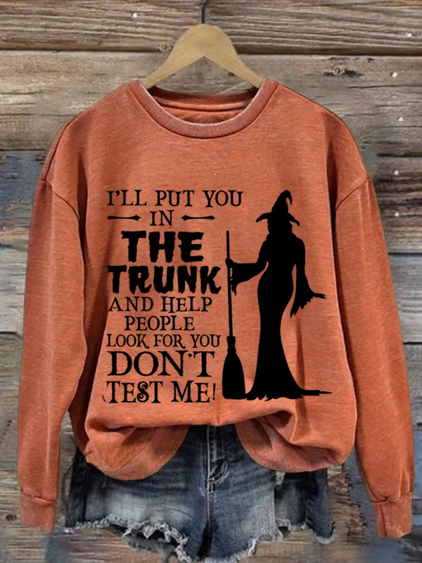 Vintage Long Sleeve Crew Neck Halloween Loose Regular Sweatshirt