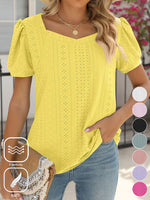 Casual Short Sleeve Sweetheart Neckline Plain Loose Regular T-Shirt