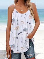 Casual Sleeveless Spaghetti Floral Regular Tank Top