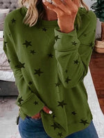 Casual Long Sleeve Crew Neck Star Loose Regular Sweatshirt