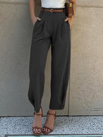 Urban Plain Ruched Ruched Loose Ankle Pants