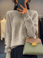 Casual Long Sleeve Crew Neck Plain Loose Regular Sweater