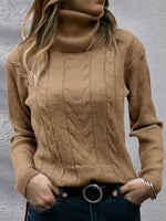 Loose Long Sleeve Turtleneck Plain Casual Regular Sweater