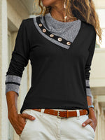 Long Sleeve Asymmetrical Plain Simple Regular T-Shirt