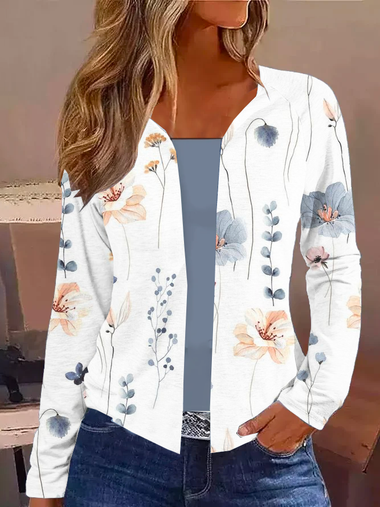 Loose Long Sleeve Floral Casual Regular Kimono