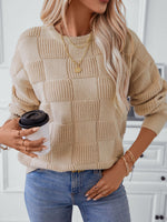 Loose Long Sleeve Crew Neck Plain Casual Regular Sweater